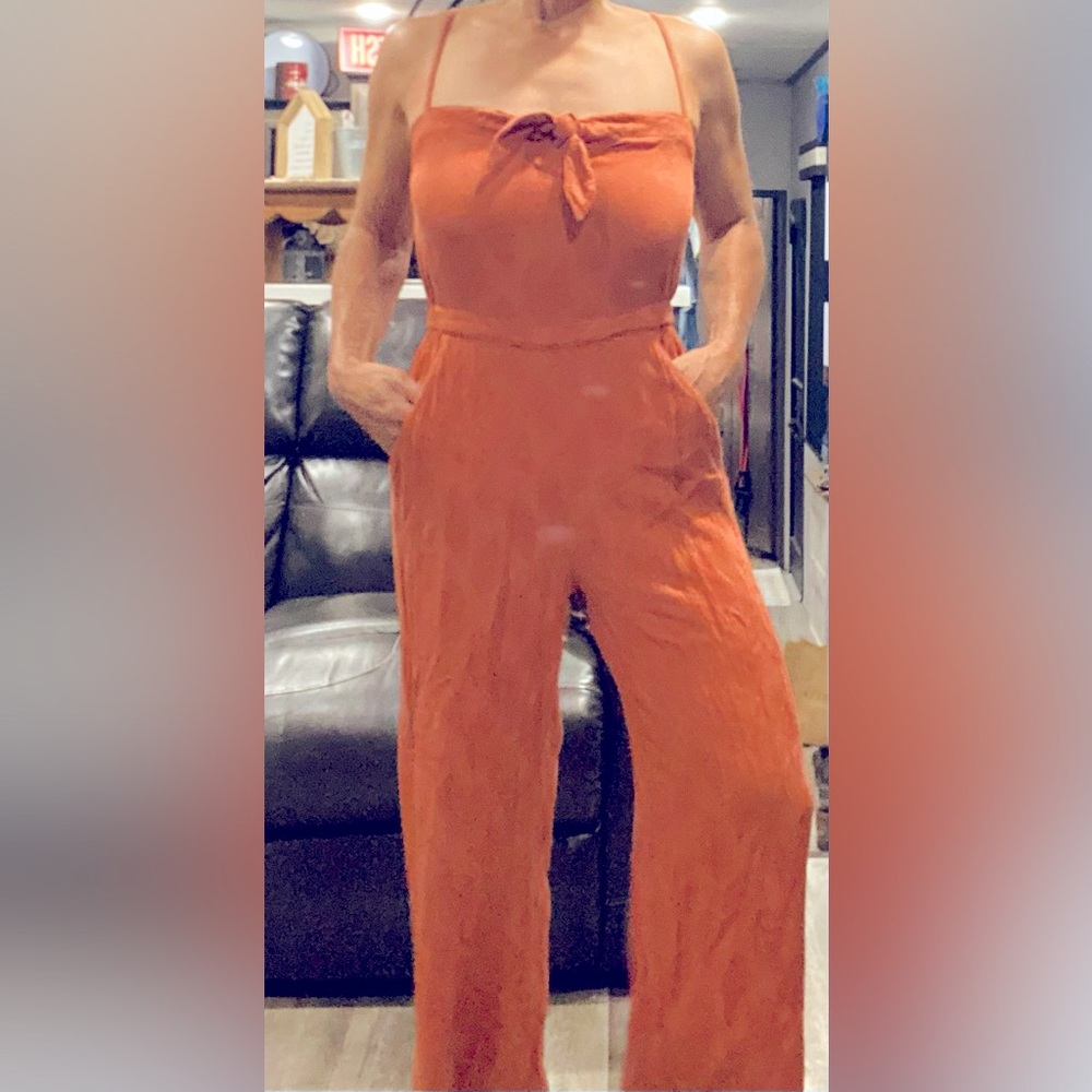 Roxy Pants & Jumpsuits | Roxy Rust Orange Ankle Length Tank Jumpsuit Romper
